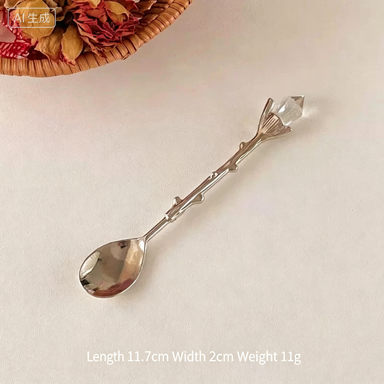Retro Diamond Top Small Spoon ins Exquisite coffee spoon afternoon tea cake dessert spoon household spoon