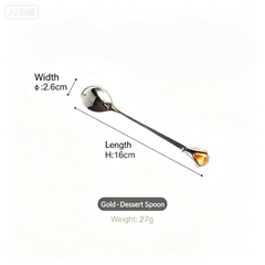 Authentic diamond stainless steel long handle stirring spoon coffee spoon cute crystal dessert spoon fruit fork cake fork