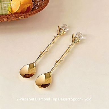 Retro Diamond Top Small Spoon ins Exquisite coffee spoon afternoon tea cake dessert spoon household spoon