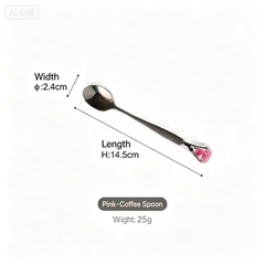 Authentic diamond stainless steel long handle stirring spoon coffee spoon cute crystal dessert spoon fruit fork cake fork