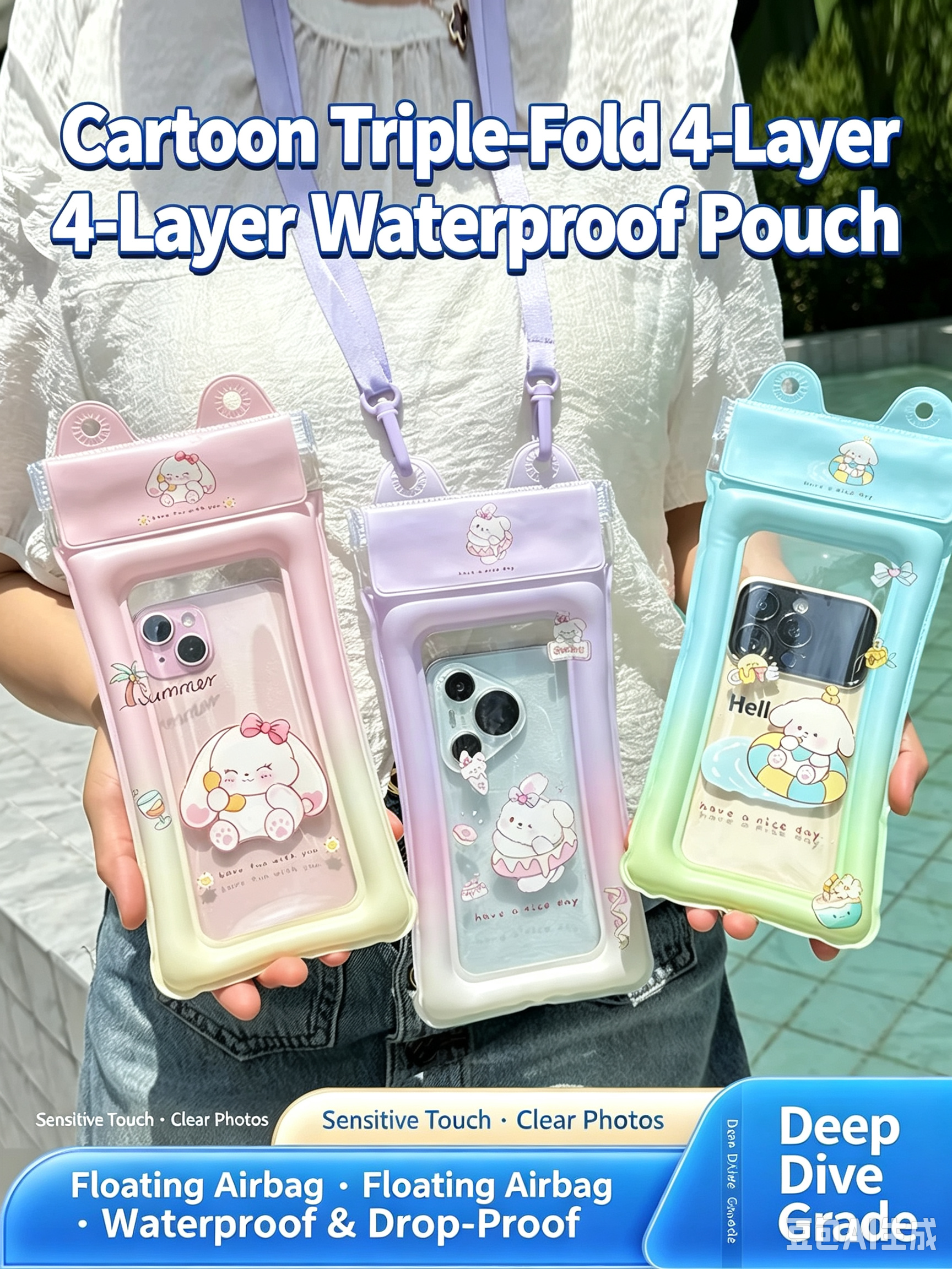 Mobile phone waterproof bag can be touched screen swimming special waterproof sealing can cross the lanyard to take photos drifting snorkeling airbaag cover