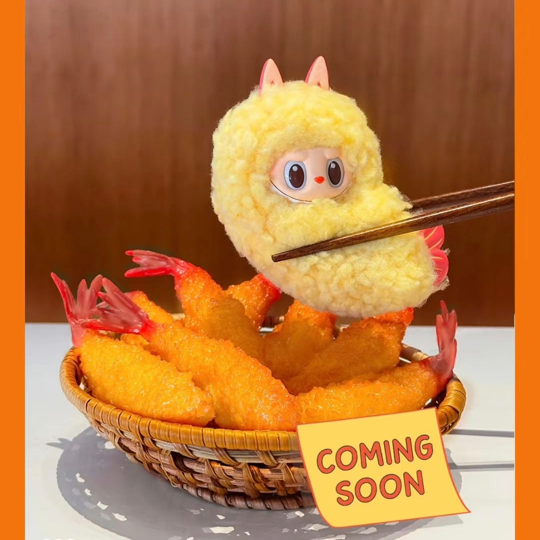 (Cat10071)Tempura Labubu The Monsters Wacky Mart series Earphone case handing card plush pendant shrimp