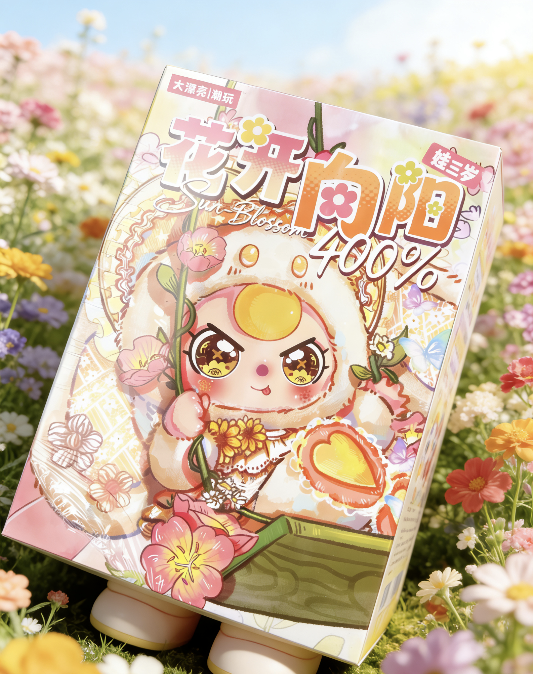 Cat10 Baby Three Sun-Blossom 400% plush doll blind box