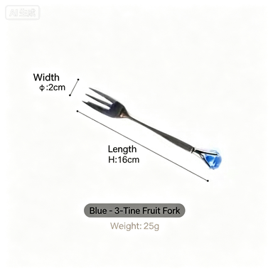 Authentic diamond stainless steel long handle stirring spoon coffee spoon cute crystal dessert spoon fruit fork cake fork