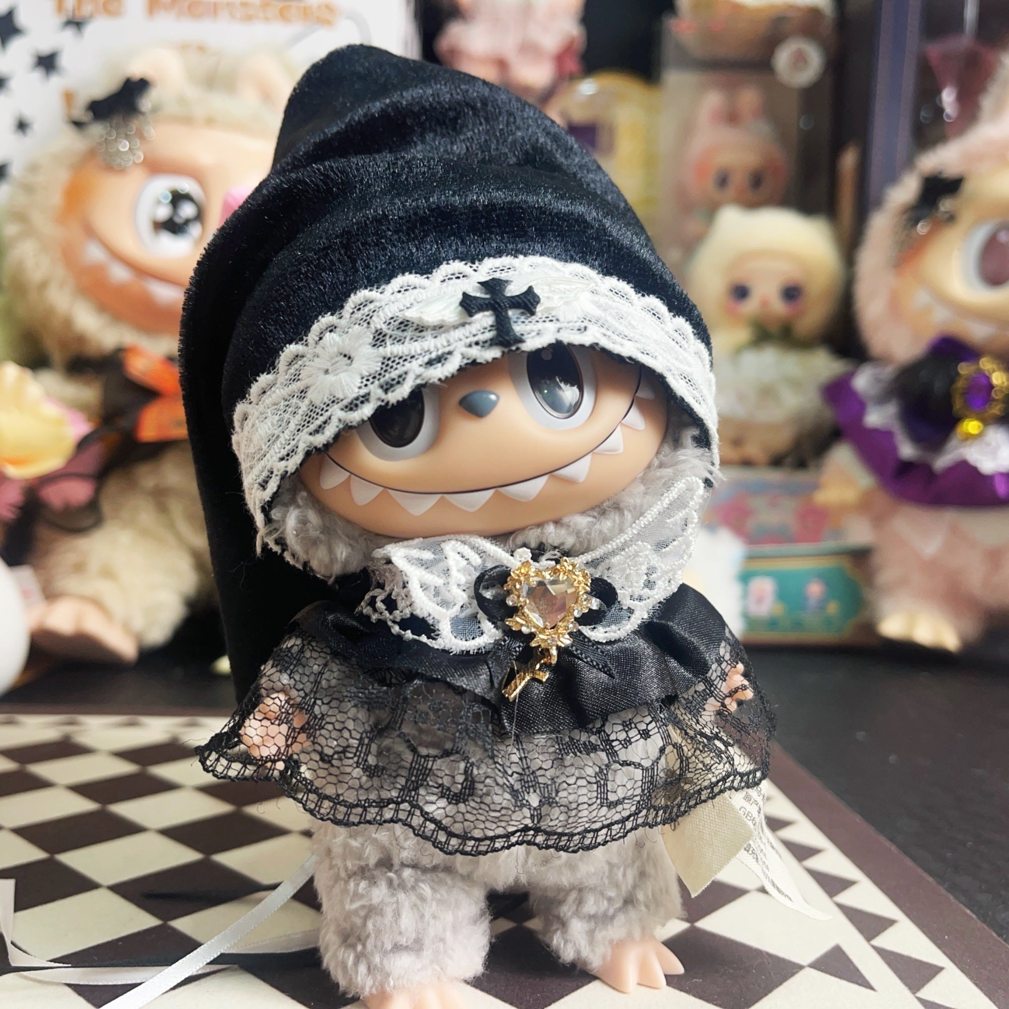 【nun costume】17 cm stuffed plush toys clothes labubu or kimmon or liilas toys nun costume