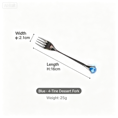 Authentic diamond stainless steel long handle stirring spoon coffee spoon cute crystal dessert spoon fruit fork cake fork