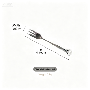 Authentic diamond stainless steel long handle stirring spoon coffee spoon cute crystal dessert spoon fruit fork cake fork