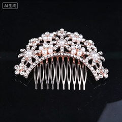 European and American bridal headdress rhinestone hair comb international station hot-selling pearl flower hair ornament bridesmaid jewlry hairpin comb