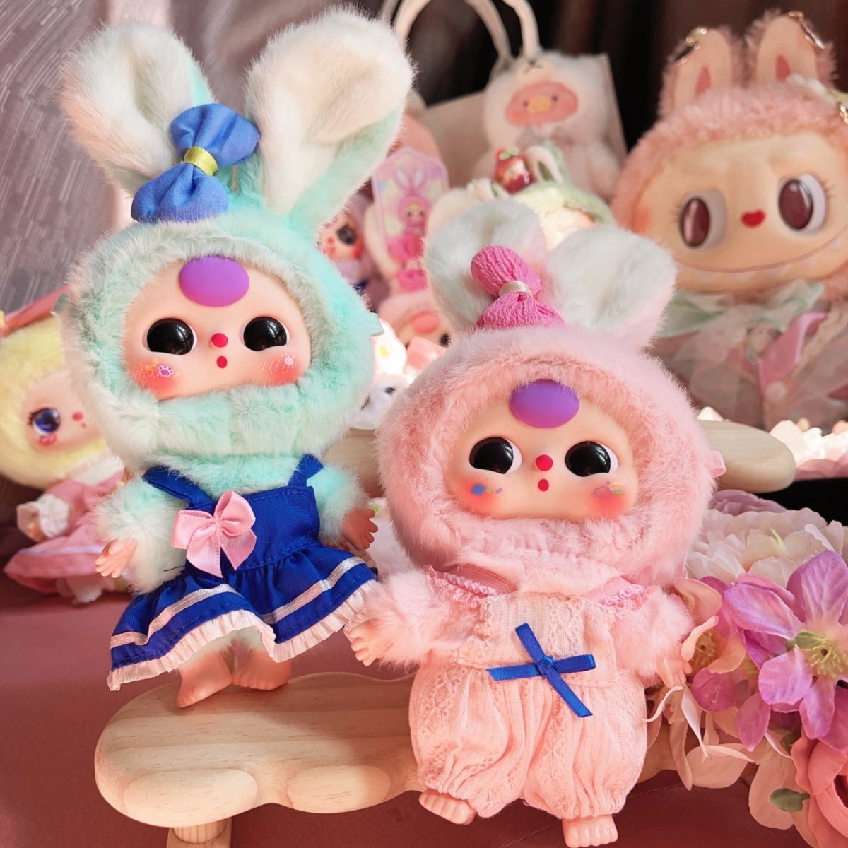 Baby three Macaron rabbit stuffed toy blind box