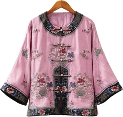 cat beautiful clothes for human New Chinese style vintage heavy embroidery 3/4 sleeve dress for ladies