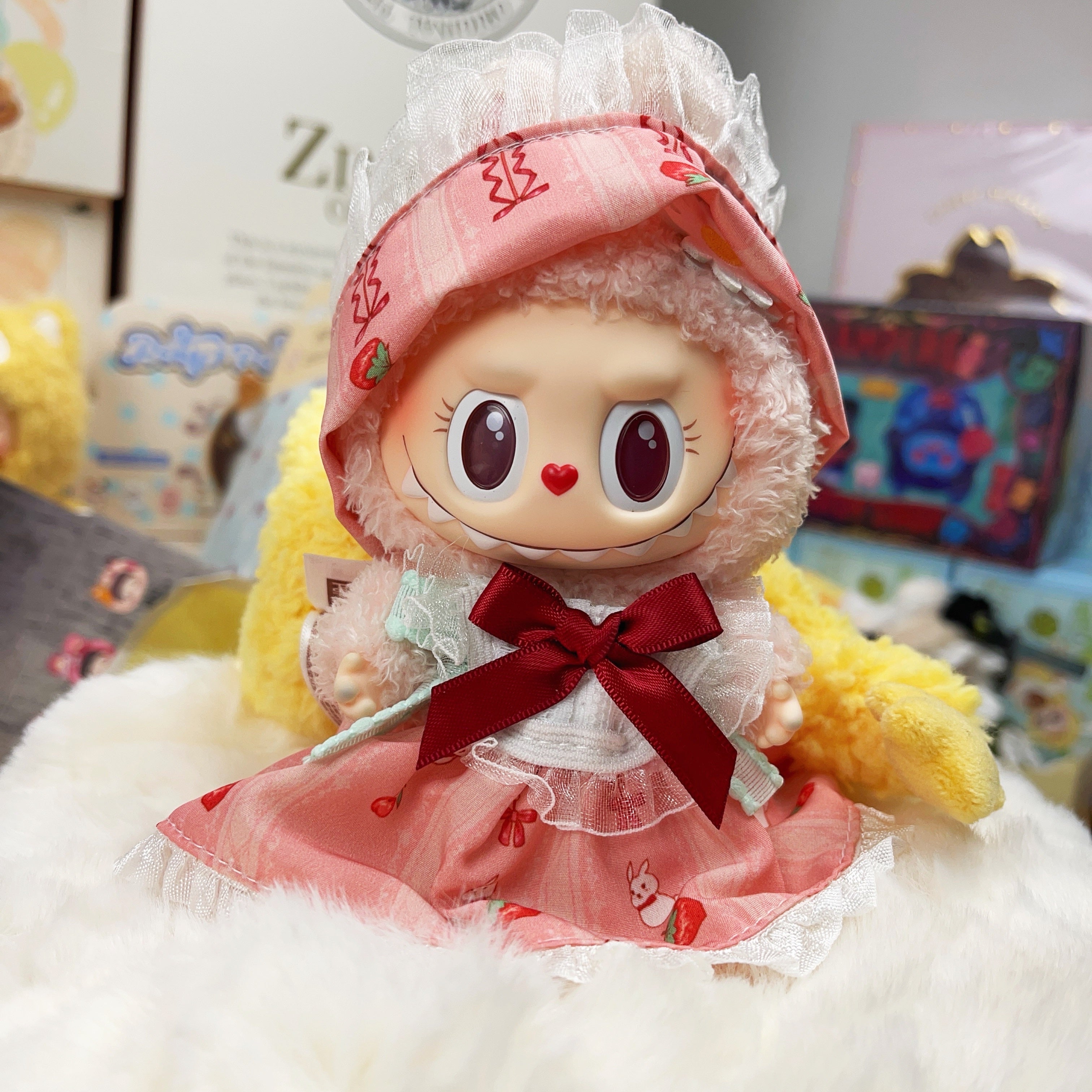 【Strawberry rabbit】17 cm stuffed toys clothes labubu or mokoko or kimmon or liilas toys clothes