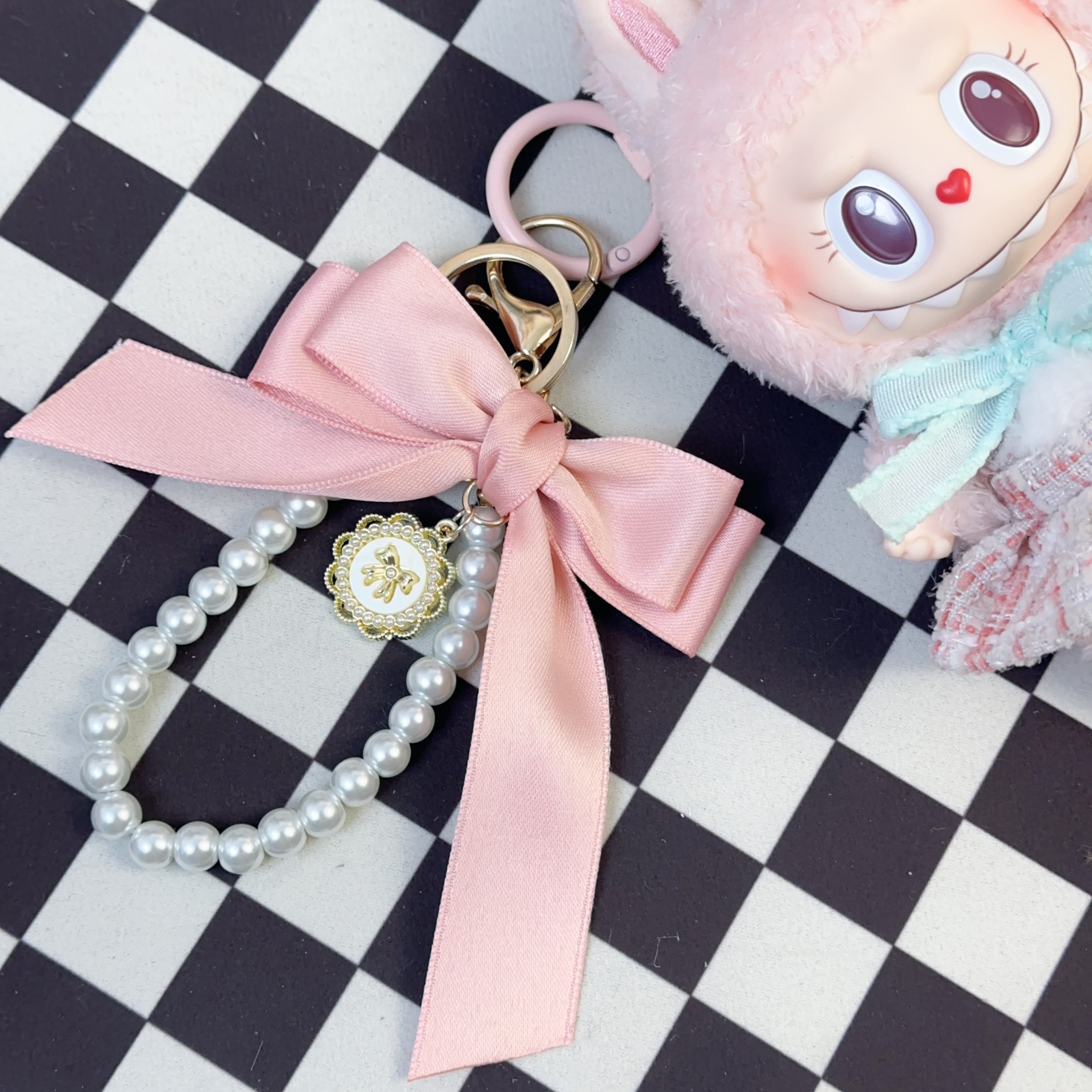 Bow Key Chain + Pink skirt｜toys accessories plush toys Pink components 1 pink dress and keychain