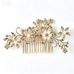 European and American bridal headdress rhinestone hair comb international station hot-selling pearl flower hair ornament bridesmaid jewlry hairpin comb