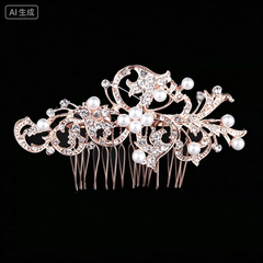 European and American bridal headdress rhinestone hair comb international station hot-selling pearl flower hair ornament bridesmaid jewlry hairpin comb