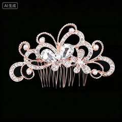 European and American bridal headdress rhinestone hair comb international station hot-selling pearl flower hair ornament bridesmaid jewlry hairpin comb