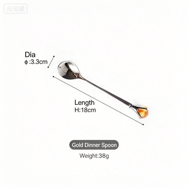 Authentic diamond stainless steel long handle stirring spoon coffee spoon cute crystal dessert spoon fruit fork cake fork