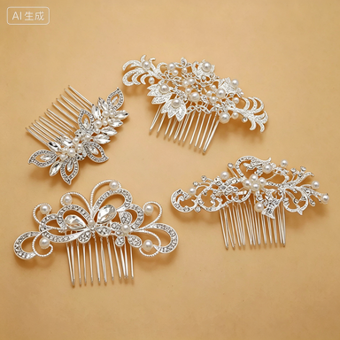 European and American bridal headdress rhinestone hair comb international station hot-selling pearl flower hair ornament bridesmaid jewlry hairpin comb