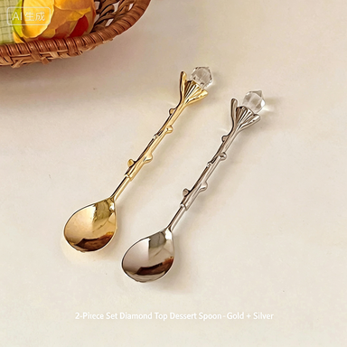 Retro Diamond Top Small Spoon ins Exquisite coffee spoon afternoon tea cake dessert spoon household spoon