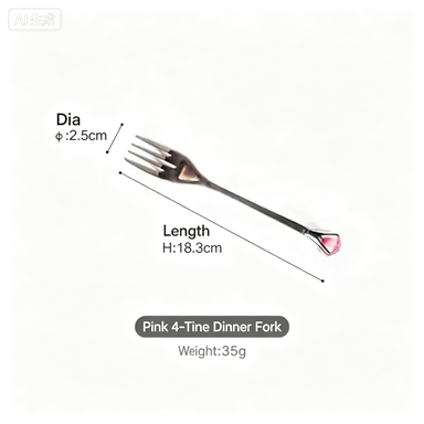 Authentic diamond stainless steel long handle stirring spoon coffee spoon cute crystal dessert spoon fruit fork cake fork