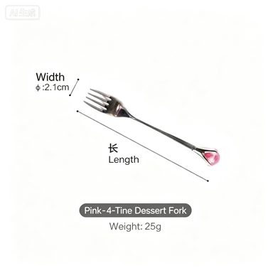 Authentic diamond stainless steel long handle stirring spoon coffee spoon cute crystal dessert spoon fruit fork cake fork