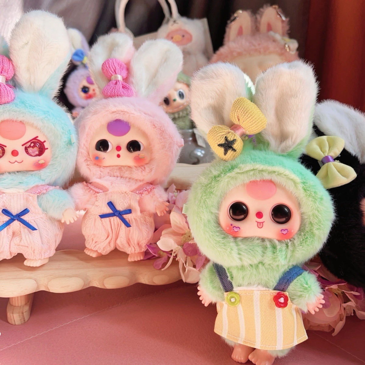 Baby three Macaron rabbit stuffed toy blind box