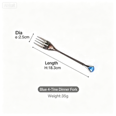 Authentic diamond stainless steel long handle stirring spoon coffee spoon cute crystal dessert spoon fruit fork cake fork