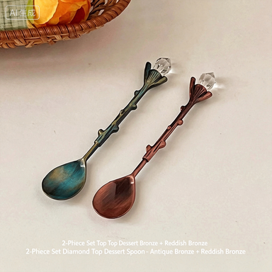 Retro Diamond Top Small Spoon ins Exquisite coffee spoon afternoon tea cake dessert spoon household spoon