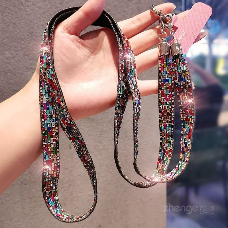 Trendy Full-Rhinestone Crossbody Phone Strap ——US