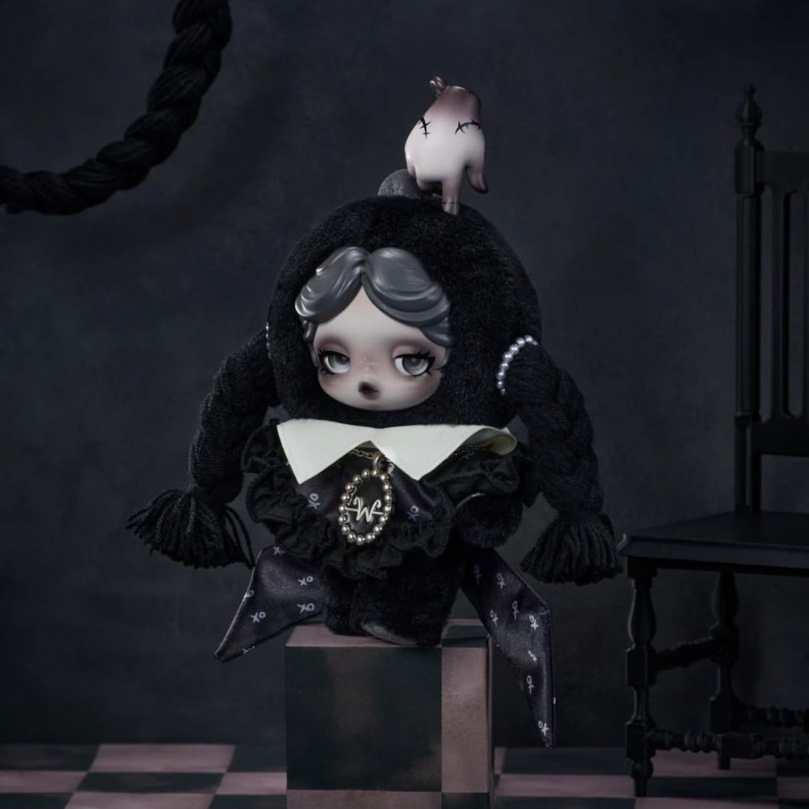 (Cat10133)SKULLPANDA X  Wednesday Plush(Nevermore Academy Uniform Version)- peorder