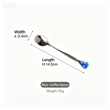 Authentic diamond stainless steel long handle stirring spoon coffee spoon cute crystal dessert spoon fruit fork cake fork
