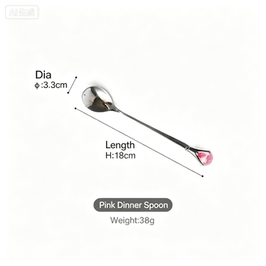 Authentic diamond stainless steel long handle stirring spoon coffee spoon cute crystal dessert spoon fruit fork cake fork