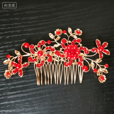 European and American bridal headdress rhinestone hair comb international station hot-selling pearl flower hair ornament bridesmaid jewlry hairpin comb