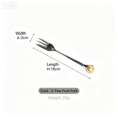 Authentic diamond stainless steel long handle stirring spoon coffee spoon cute crystal dessert spoon fruit fork cake fork