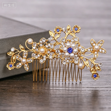 European and American bridal headdress rhinestone hair comb international station hot-selling pearl flower hair ornament bridesmaid jewlry hairpin comb