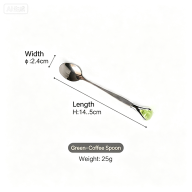 Authentic diamond stainless steel long handle stirring spoon coffee spoon cute crystal dessert spoon fruit fork cake fork