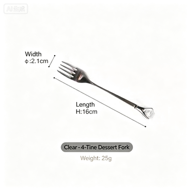 Authentic diamond stainless steel long handle stirring spoon coffee spoon cute crystal dessert spoon fruit fork cake fork