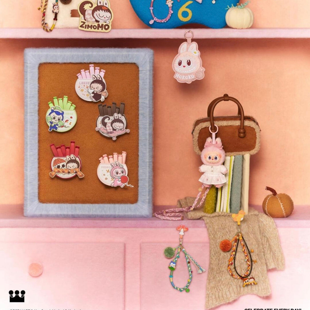 (Cat10141)Popland Phone Chain pom-pom Party Series Labubu Hanging Rope Blind Box(pre-order)